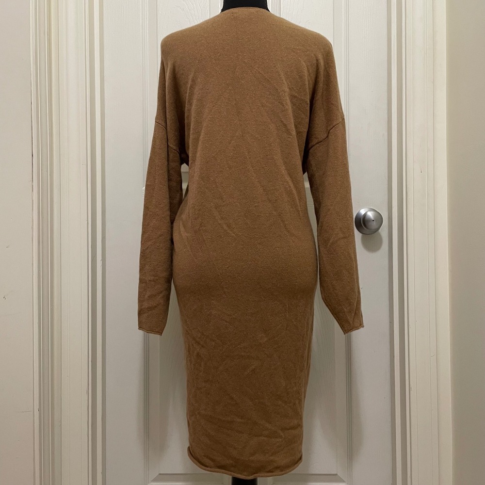 DemyLee New York 100%‎ Cashmere Oversized Knit Sweater Dress Camel Brown Small - Picture 5 of 9